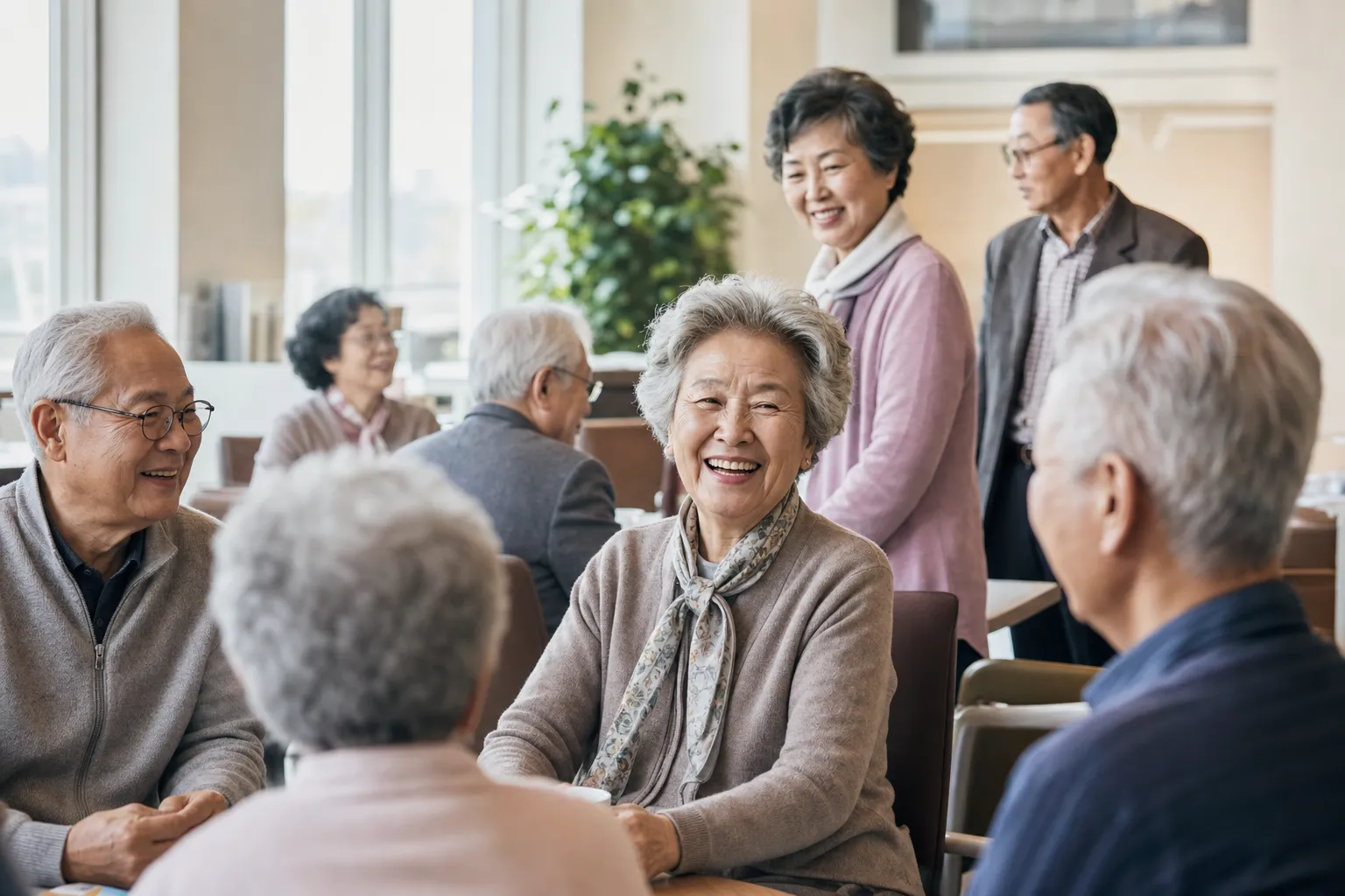 A welfare center caring for many seniors together